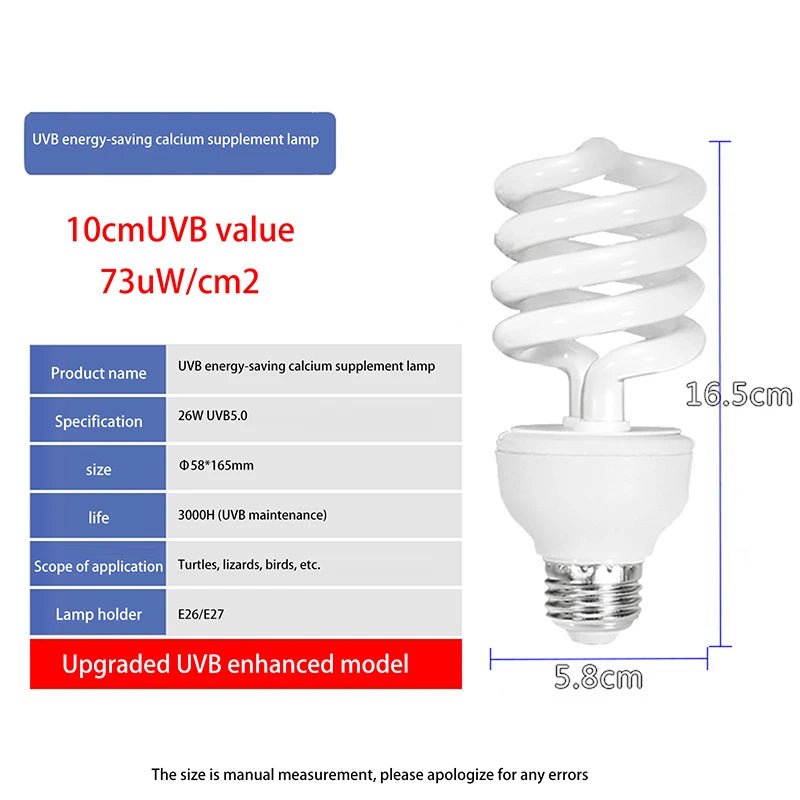〔★★★〕UVB 5.0/10.0 13/26W Basking Light Bulb Natural Nightlight Heating Bulb For Reptiles And Amphibian - The Shack