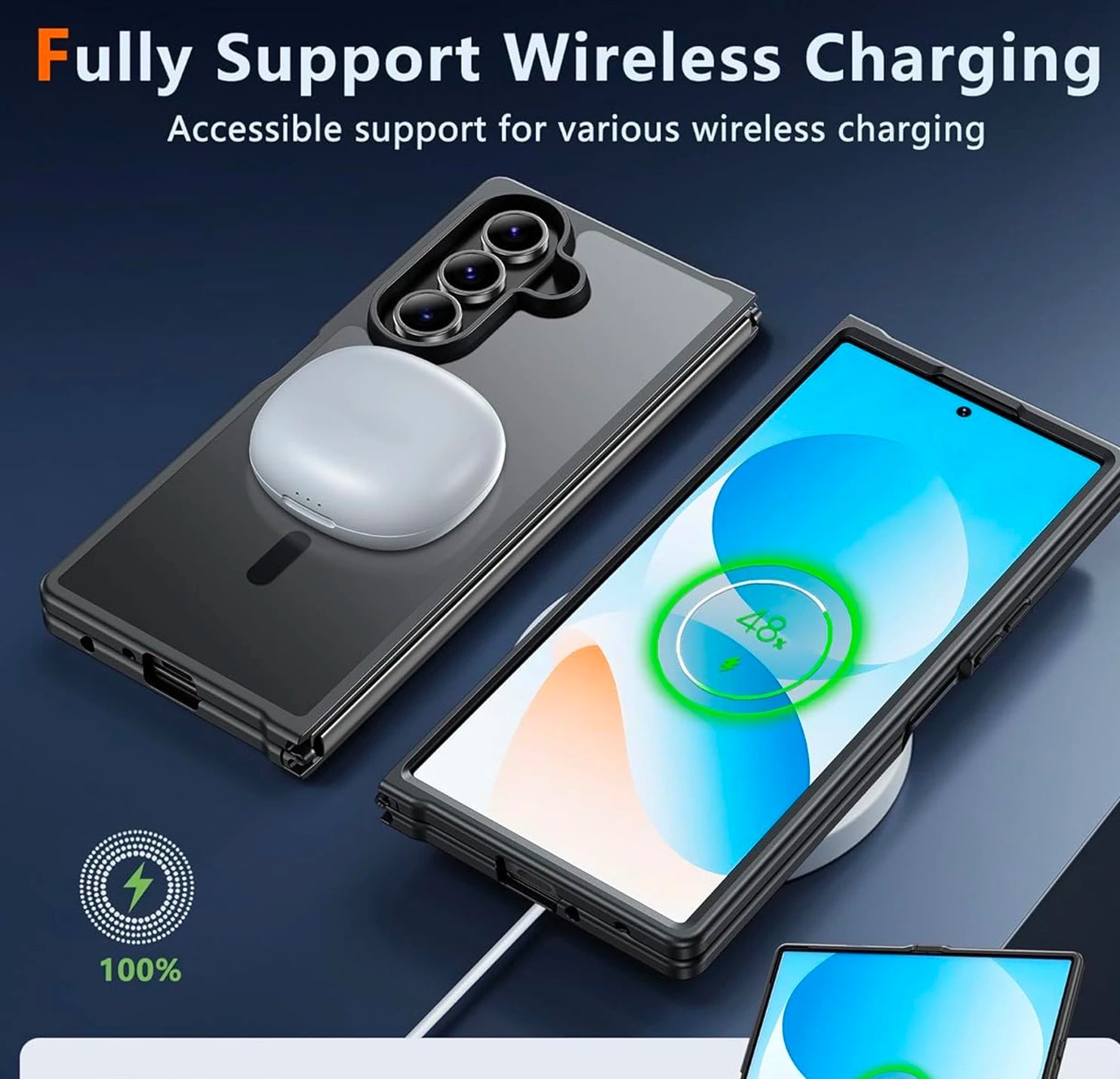 UYUXIO Magnetic Wireless Charging Mobile Phone Case for Samsung Galaxy Z Fold 7 Cases Slim Rugged Translucent Cover with Magnet - The Shack