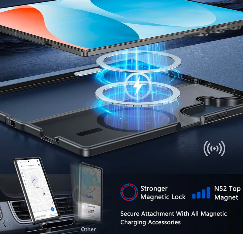 UYUXIO Magnetic Wireless Charging Mobile Phone Case for Samsung Galaxy Z Fold 7 Cases Slim Rugged Translucent Cover with Magnet - The Shack