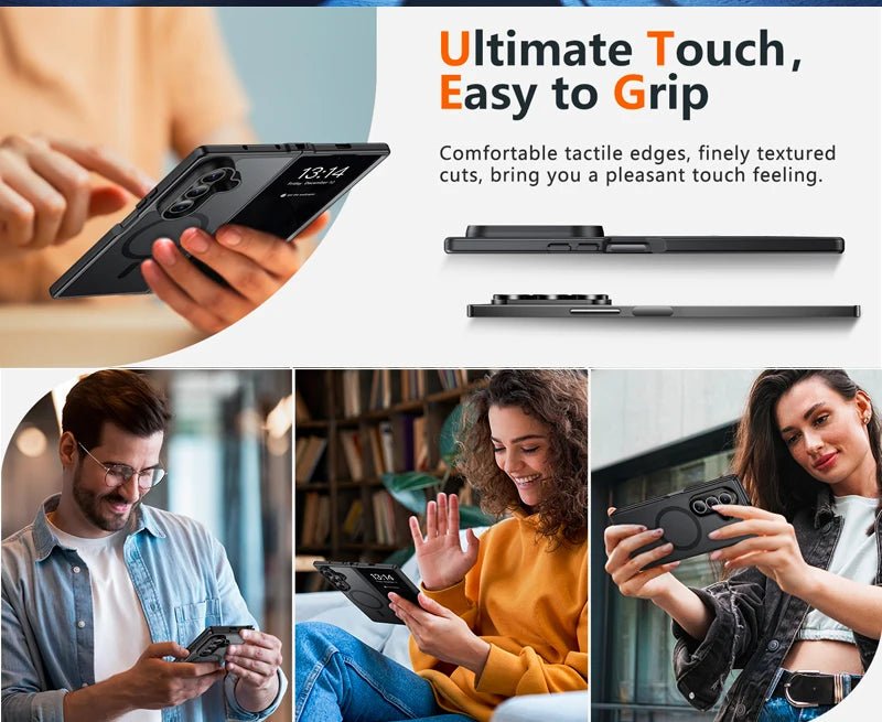 UYUXIO Magnetic Wireless Charging Mobile Phone Case for Samsung Galaxy Z Fold 7 Cases Slim Rugged Translucent Cover with Magnet - The Shack