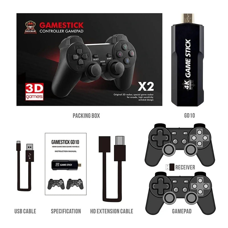 Wireless Controller GD10 4K HD 128G 40000 Retro Games Video Game Console Controller with Wireless Controllers For PSP PS1 GBA Bo - The Shack
