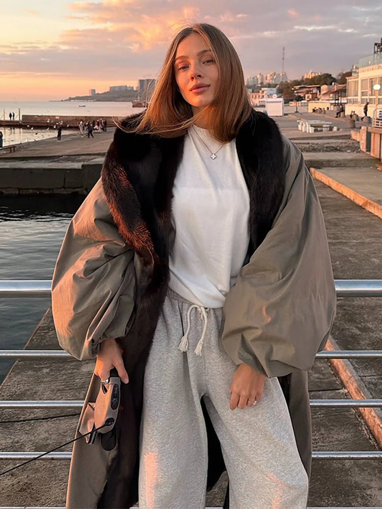 Women's Fashion Faux Fur Belt Long Warm Jacket Eye - catching Mature Comfortable Clothing 2025 Winter Autumn Chic Lady Outfit - The Shack