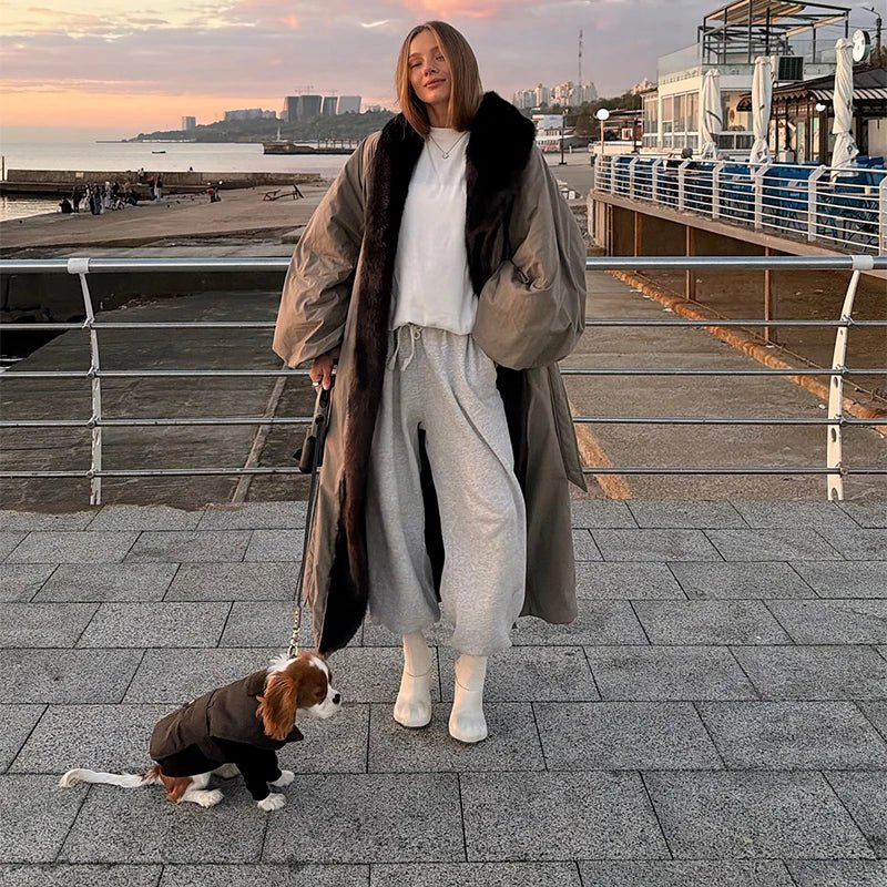 Women's Fashion Faux Fur Belt Long Warm Jacket Eye - catching Mature Comfortable Clothing 2025 Winter Autumn Chic Lady Outfit - The Shack